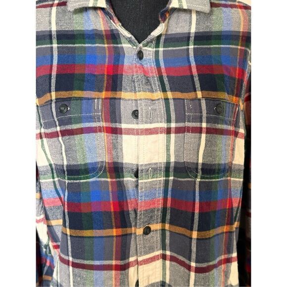 American Eagle Shirt Mens Blue Red Tan Plaid Long Sleeve Button Up Sz Medium - Picture 3 of 6